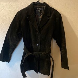 Hillard & Hanson 100%  leather jacket with belt size XL